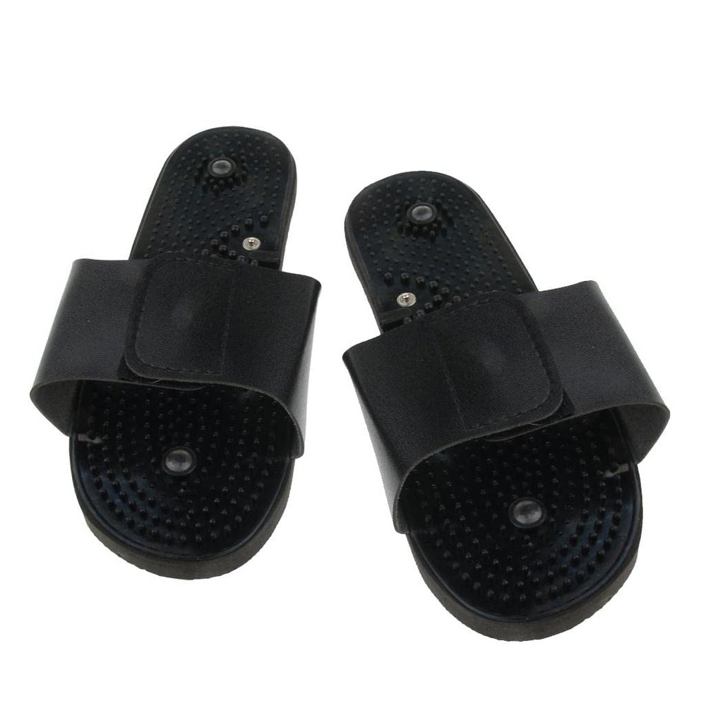 FashionCha 1Pair Foot Massager Slippers Point Acupressure Sandals Shoes Black