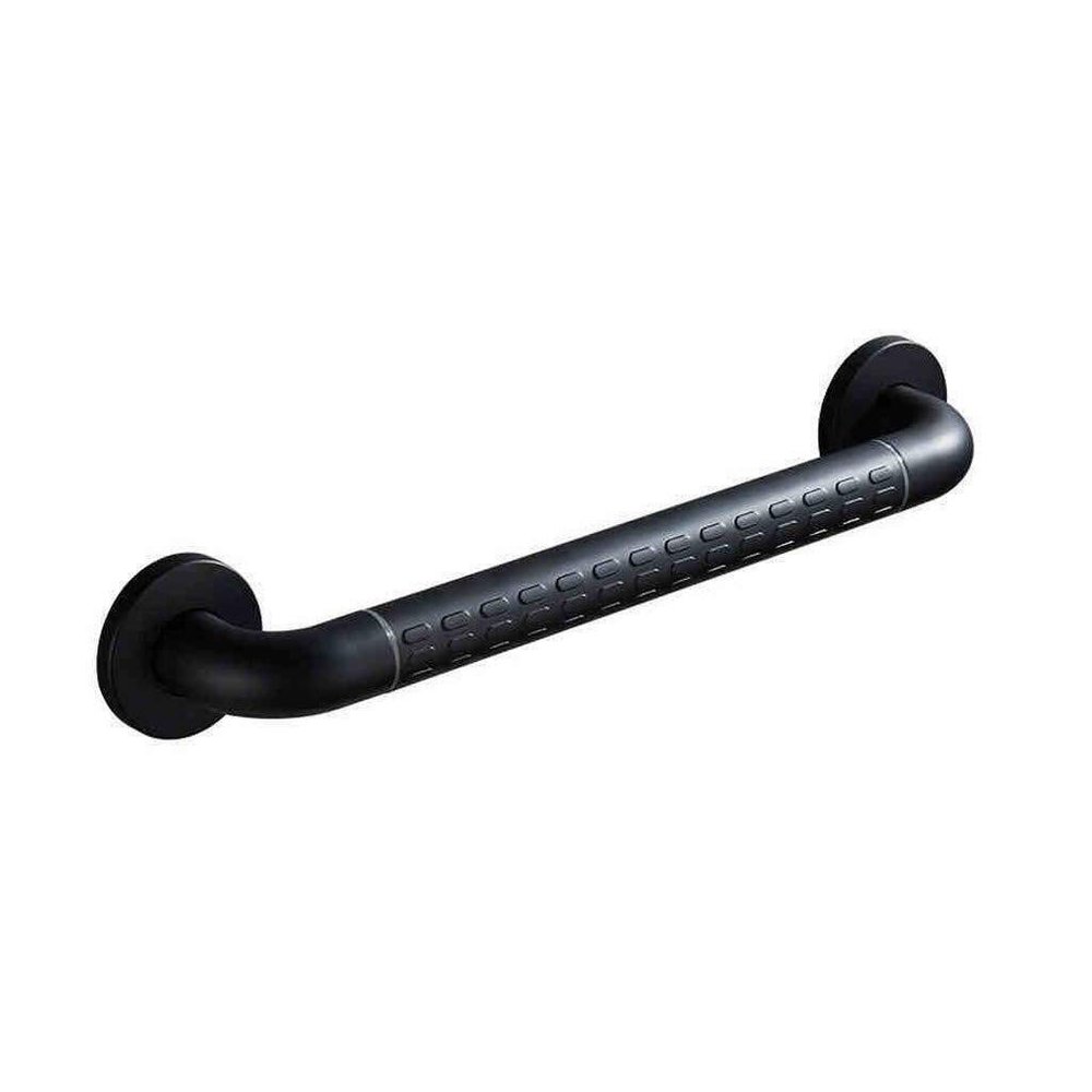 Grab Bars Handle Safety Support Hand Rails, Black Nylon Anti-Slip Grab Rails, Wall Mounted Stainless Steel Anti-skid Particles Handle ,Shower Safety Bathroom Handrail Fluorescent Circle (38/48/58 Cm