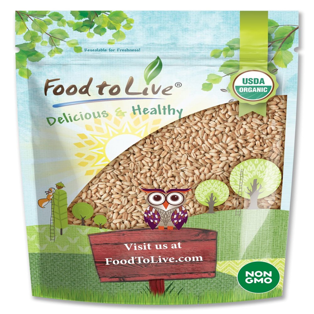 Food to Live Organic Soft White Wheat Berries, 1.5 Pounds  Premium Non-GMO Whole Grain Wheat for Milling, Sprouting, Cooking and Baking Bread. Kosher