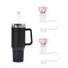 2Pcs Pink Diamonds Straw Cover for Stanley 40&30 Oz Cup, 10mm Silicone Straw Covers Cap for Stanley Cup Accessories, Cute Straw Topper for Tumblers, Straw Cap Stopper for Reusable Straws view 1