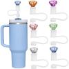 2Pcs Pink Diamonds Straw Cover for Stanley 40&30 Oz Cup, 10mm Silicone Straw Covers Cap for Stanley Cup Accessories, Cute Straw Topper for Tumblers, Straw Cap Stopper for Reusable Straws view 3