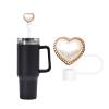 1pc 10mm Heart Pearl Straw Cover Lovely Drinking Straw Tips Cover Reusable Straw Protector Topper for 0.4in Straws Silicone Cup Accessories (B) view 1