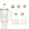1pc 10mm Heart Pearl Straw Cover Lovely Drinking Straw Tips Cover Reusable Straw Protector Topper for 0.4in Straws Silicone Cup Accessories (B) view 2