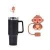 1Pc 10mm Cute Monkey Covers Cap, Cover Compatible for Stanley 30&40 Oz Tumbler, Animal Straw Caps in Various Shapes Silicone Toppers, Drinking Straw Caps view 1