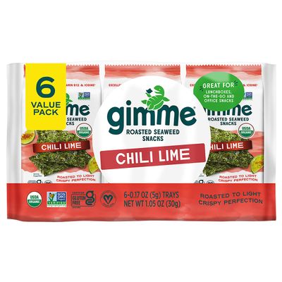 Gimme Seaweed Snack Chili Lime 6 Pack 1.02 oz (Pack of 8)