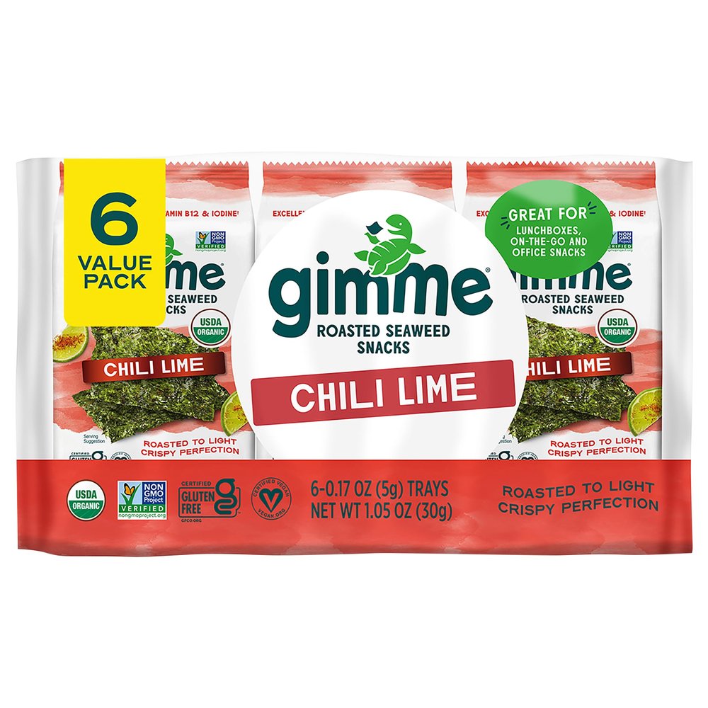 Gimme Seaweed Snack Chili Lime 6 Pack 1.02 oz (Pack of 8)