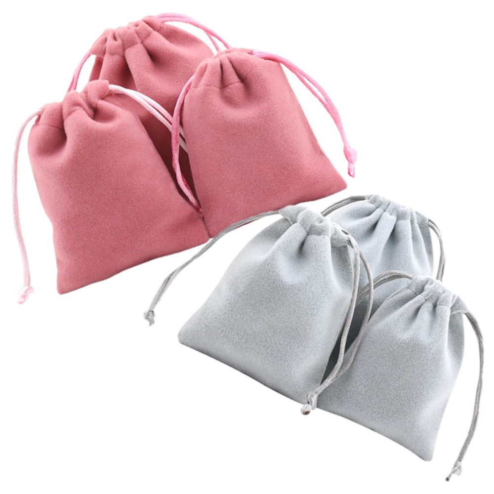TOPPERFUN 6pcs Drawstring Jewelry Pouches Soft Velvet Storage Bags for Small Items for Favor and Organizing Gray Velvet Drawstring Bags