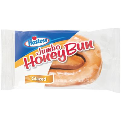 HOSTESS Jumbo Glazed Honey Buns, 1 Count Bags (18 Count)