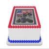 Trucks with US flag by Bob Giordano Edible Icing Sheet cake topper for 1/4 Sheet cake or larger view 1
