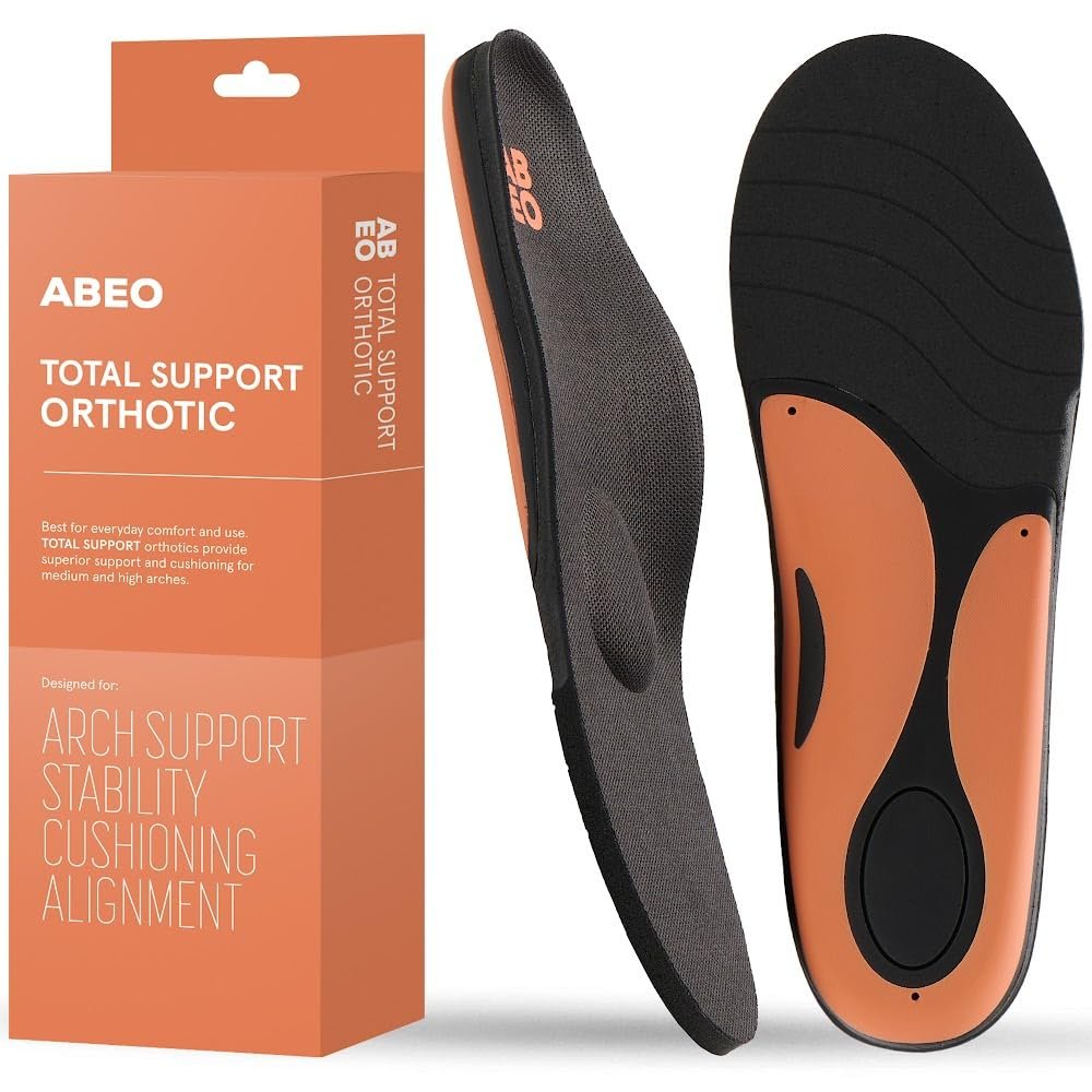 ABEO Total Support Metatarsal Insoles for Plantar Fasciitis & Metatarsalgia - Orthotic Inserts for Women - Black 5 Medium