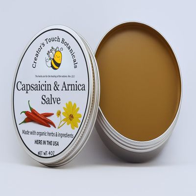 Capsaicin (Cayenne) & Arnica Salve, Cayenne Pepper and Ginger, Organic, Warming Balm, Warming Rub by Creator's Touch Botanicals. (2 oz)
