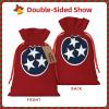 QASNLU Tennessee state flag print Christmas pull string flax bag with tag party gift bag.Wedding festival packaging view 3