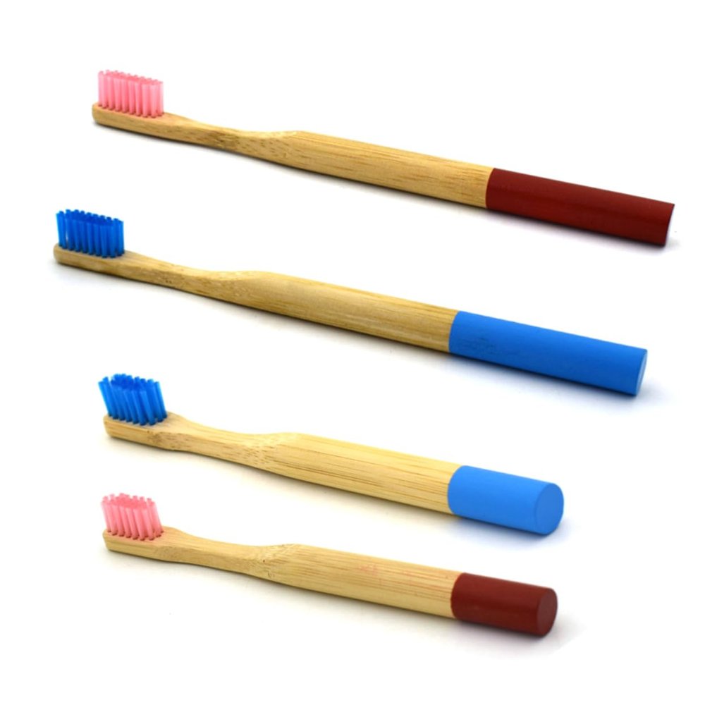 ORFOFE Bamboo Toothbrush Sensitive Gums Natural Bristles Travel Round Handle Reusable Biodegradable for Adults