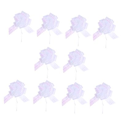 COHEALI 10pcs Yarn Pull Bows for Wedding Large Snow Yarn Handmade Decorative Pull Bows White