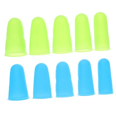 SEWOART 10pcs Silicone Finger Protective Covers Non-Slip Anti-scalding Sleeves for Comfortable Work Use Lightweight Design Blue and Green for Men and Women