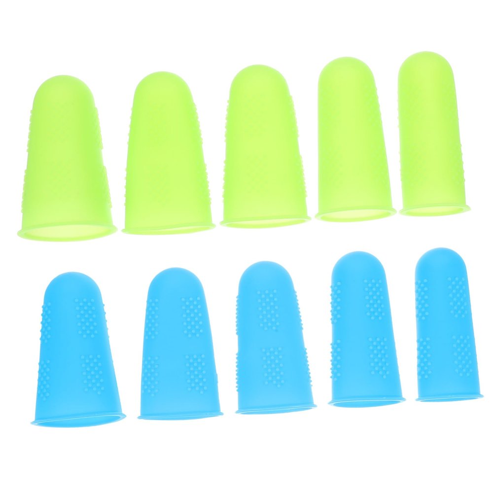 SEWOART 10pcs Silicone Finger Protective Covers Non-Slip Anti-scalding Sleeves for Comfortable Work Use Lightweight Design Blue and Green for Men and Women