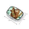 Square Pill Box Hug Tree Sloth Pill Case 2 Compartment for Purse Cute Metal Pill Organizer Portable Travel Pillbox Mini Small Pill Container Holder to Hold Vitamins Fish Oil Supplements view 2