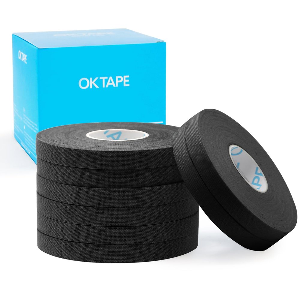 OK TAPE 8 Rolls Athletic Tape, 0.3 Inch Finger Tape for BJJ, Boxing, Climbing, Football, Pro Jiu Jitsu Sports Tape | Add Grip & Protect Fingers and Toes (0.3" x 45 Ft, Black)