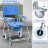 qorkhogr 4 in 1 Shower Chair with Wheels,Foldable Bedside Commode Wheelchair for Elderly and Disabled Shower Commode Wheelchair with Arm Backrest Footrest Raised Toilet Seat Raiser for Senior Blue view 4