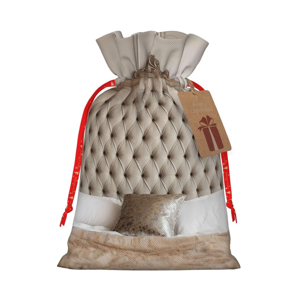 NONHAI Christmas Gift Bags Drawstring Wrapping Bags Headboard Backdrop Xmas Goodie Bags Christmas Burlap Treat Bags for Christmas Presents Holiday Party Supplies Favors Bag