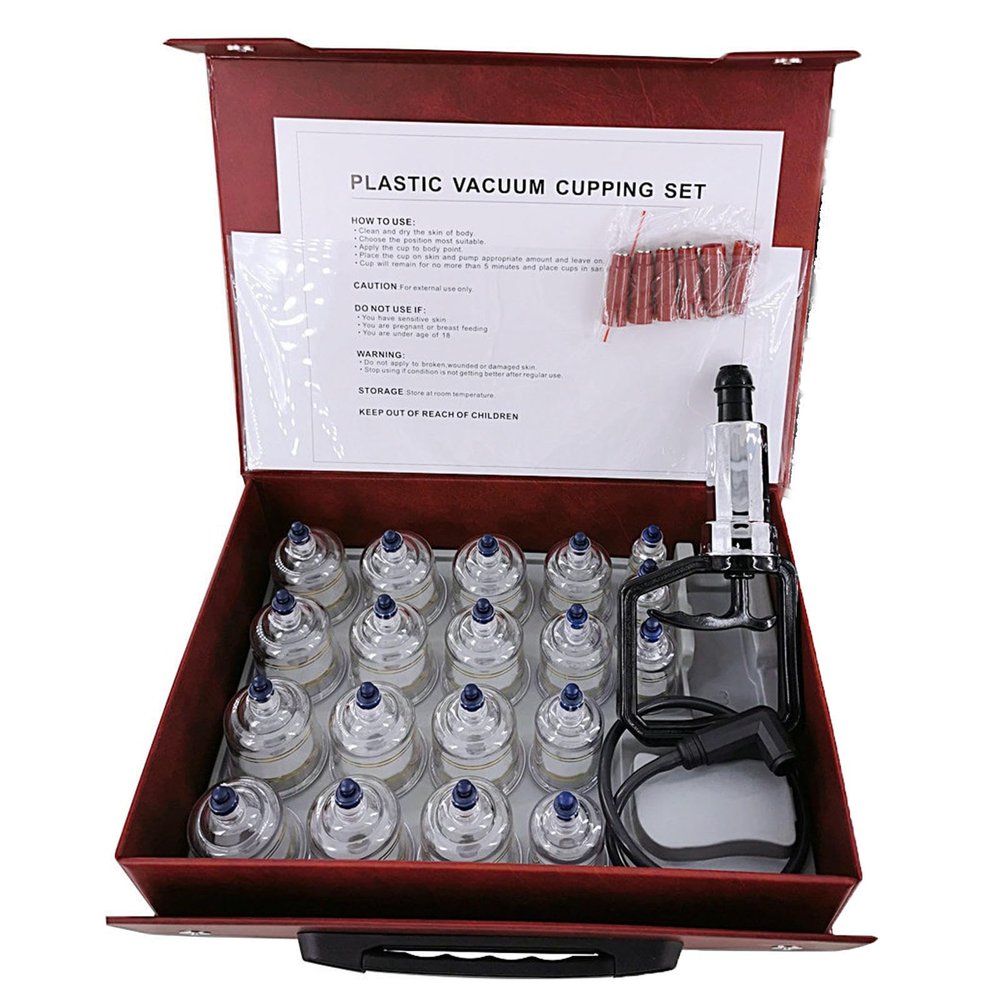 Cupping Set, Premium Cupping Therapy 19 Cups Set, Chinese Muscle Cupping Tool, ncluding Pump Handle, Extension Tube for Salon Or Home Use