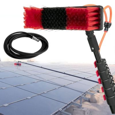 Solar Panel Cleaning Brush with Extension Pole, 3.6-12m Window Cleaning Pole, Water Fed Telescopic Brush Kit, Extendable Cleaner Conservatory Roof Photovoltaic,55cmbrush-18FT/5.