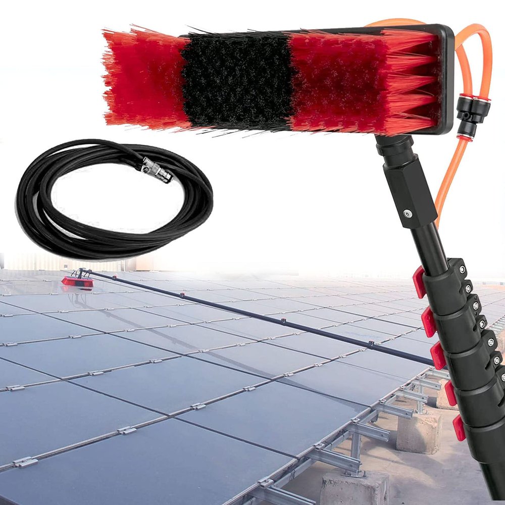 Solar Panel Cleaning Brush with Extension Pole, 3.6-12m Window Cleaning Pole, Water Fed Telescopic Brush Kit, Extendable Cleaner Conservatory Roof Photovoltaic,55cmbrush-18FT/5.