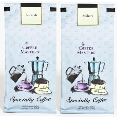 Coffee Masters African Coffeee Sampler - Burundi and Malawi 12 oz Ground Coffee