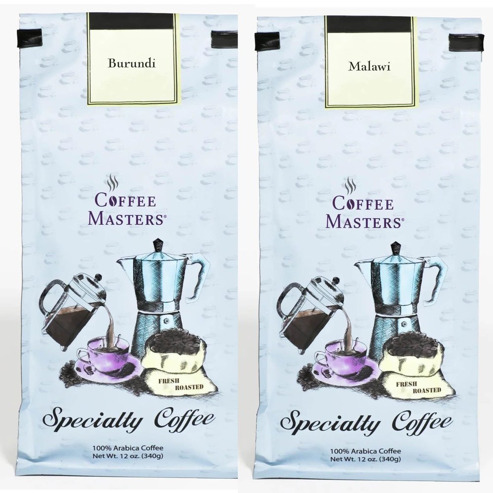 Coffee Masters African Coffeee Sampler - Burundi and Malawi 12 oz Ground Coffee