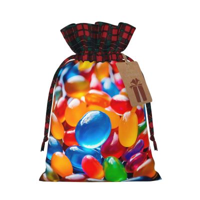 WBQLSL confectionery Christmas Gift Bags, 8.3 * 11.8 Inch Colorful Burlap Drawstring Gift Bags for Christmas Party Supplies Decoration Bags,