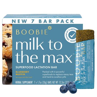 Boobie Bar Superfood Blueberry Muffin Lactation Bar for Breastfeeding Moms to Increase Milk Supply | #1 Selling Lactation Snack Bars | Vegan, Fenugreek-Free, Gluten-Free, Dairy-Free (7 Bars)
