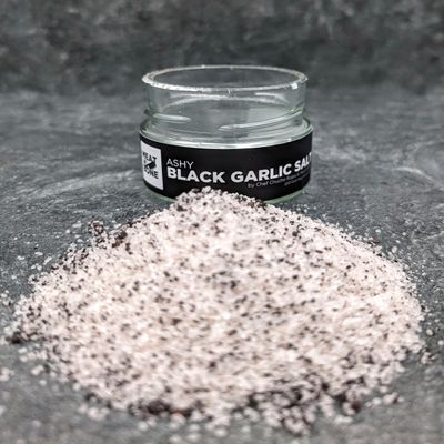Ashy Black Garlic Salt Gourmet Seasoning Blend with Umami-Rich Black Garlic & Mineral Salt Elevate Meats Veggies Sauces & Marinades with Bold Complex Flavors & Exotic Elegance Perfect Finishing Touch