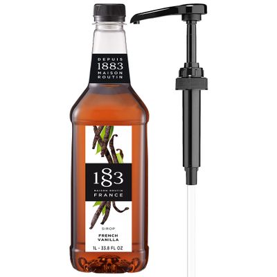 1883 French Vanilla Coffee Syrup with Pump - 1 Liter 33.8 Ounces