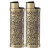 2pcs Lighter Case Cover Vintage Floral Pattern Stamp Zinc Alloy Shell for Lighter (Bronze) view 1