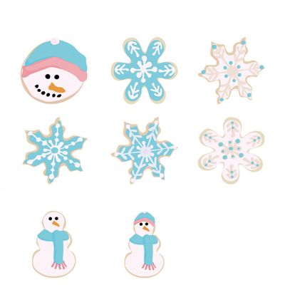 8pcs Blue Icing Christmas Gingerbread Cookies UV DTF Cup Stickers, Waterproof Sticker Pack for Decorating Mugs, Cups,DIY Art Supplies