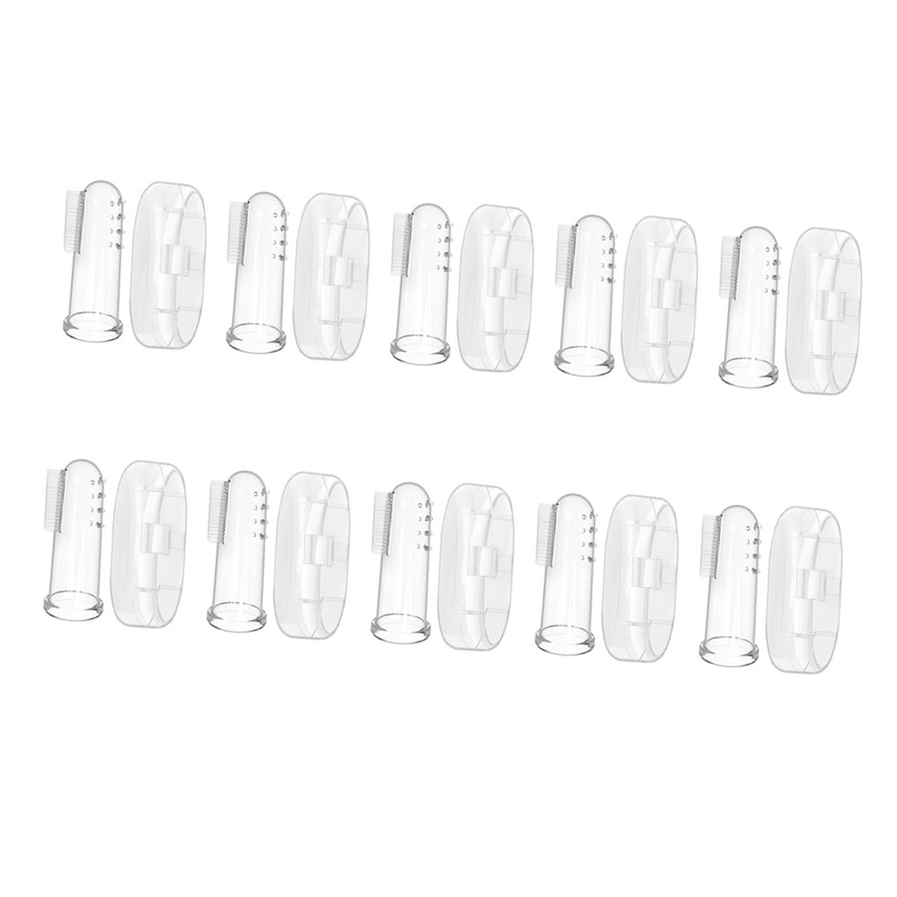 Outanaya 10sets Finger Toothbrush Set Oral Massagers Soft Silicone Teething Brushes for Toddlers Gentle Dual-Sided Design for Teeth Tongue Cleaning Safe for Boy Girl Storage Box