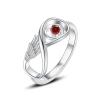 BIAIHQIE Wing Cremation Ring for Ashes Memorial Urn Jewelry Human Pet Ash Holder Stainless Steel Inlaid Crystal Funeral Keepsake-9-Red