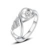 BIAIHQIE Wing Cremation Ring for Ashes Memorial Urn Jewelry Human Pet Ash Holder Stainless Steel Inlaid Crystal Funeral Keepsake-7-Silver view 1