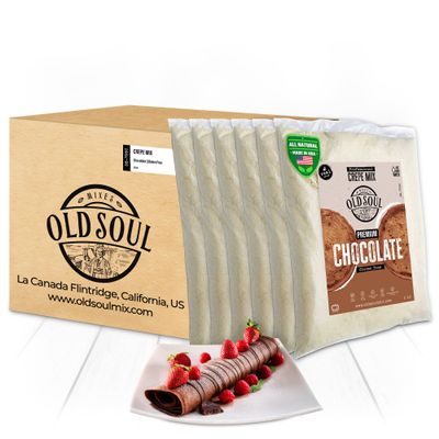 OldSoul Professional Crepe Mix | Chocolate Flavour | Dough Mix | 30 Lbs | 216 Crepes (30 Lbs, Gluten Free)