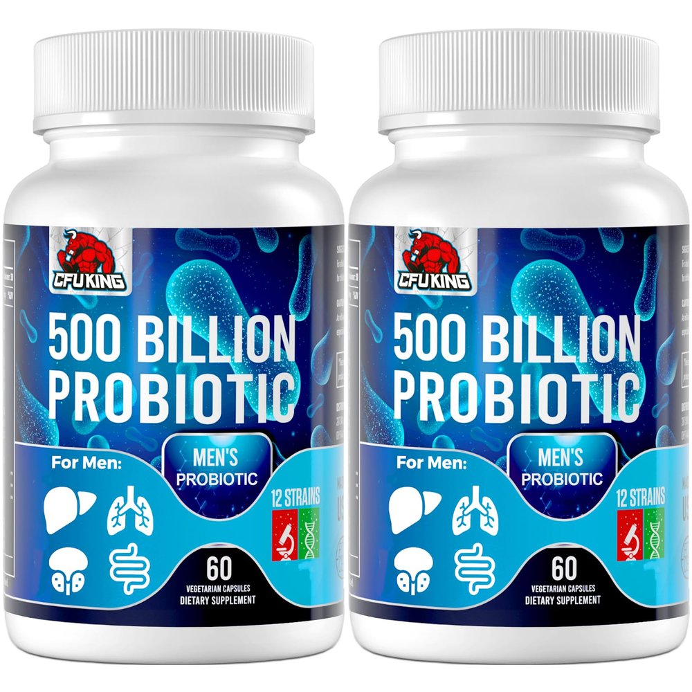 Probiotics for Men, 500 Billion CFU & 12 Mens Probiotic for Digestive Health + 4 Organic Prebiotic Fiber, for Digestive, Gut, Immune Health, Bloating, Gas, Energy Support, Shelf Stable - 120 Capsules