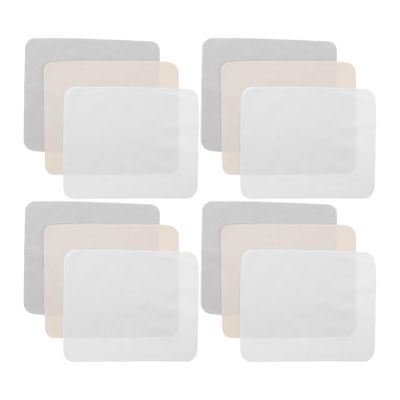 COOLHIYA 12pcs Suede Lens Cleaning Cloths for Eyeglasses Jewelry Screens Soft Lint Wipes for Polishing and Smudge Removal in Beige Gray and White
