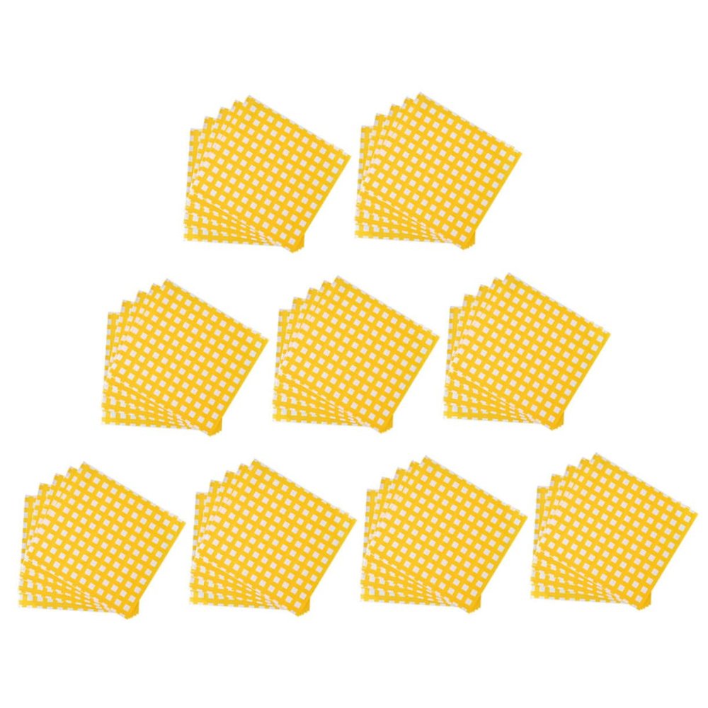 PRETYZOOM 100pcs Fried Food Packaging Papers Yellow Checkered Sandwich Wraps Grease Resistant Food Wrap for Restaurants Cafes and Home Use Chic Decorative Design for Stylish Presentation