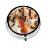 Abstract Art Paintings Round Mini Pill Box, 3 Compartment Pill Box, Portable Pill Box, can be Put into Wallet, Pocket, Light and Convenient view 1