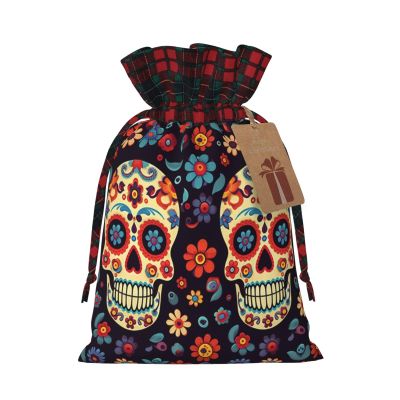 YHNNHJUJ Christmas Drawstring Bags For Presents - Xmas Santa Bags, Candy Bag, Wrapping Gift Bags With Tags, Perfect For New Year & Xmas Holiday Party Goodies
