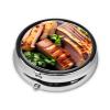 Golden Roast Round Mini Pill Box, 3 Compartment Pill Box, Portable Pill Box, can be Put into Wallet, Pocket, Light and Convenient view 2