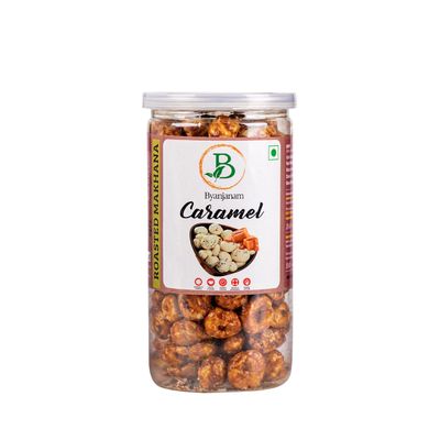 Roasted Makhana (Foxnuts/Lotus Seeds), Water Lily Pops, Delicious Flavors, Rich in Protein and Fiber, Crunchy Superfood Snack Popped Lotus Seed (140 GM, Carmel)