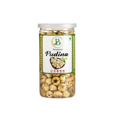 Roasted Makhana (Foxnuts/Lotus Seeds), Water Lily Pops, Delicious Flavors, Rich in Protein and Fiber, Crunchy Superfood Snack Popped Lotus Seed (140 GM, Pudina)