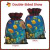 WEFFGDCFG Christmas Drawstring Gift Bags - Colorful Fish - Xmas Santa Sacks Bags, Candy Bag, Present Wrapping Bag, Christmas Ornaments, New Year, Holiday Party Goodies view 3