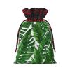 WEFFGDCFG Christmas Drawstring Gift Bags - Banana Leaf Green - Xmas Santa Sacks Bags, Candy Bag, Present Wrapping Bag, Christmas Ornaments, New Year, Holiday Party Goodies view 2
