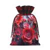 WEFFGDCFG Christmas Drawstring Gift Bags - Red Flowers - Xmas Santa Sacks Bags, Candy Bag, Present Wrapping Bag, Christmas Ornaments, New Year, Holiday Party Goodies view 2